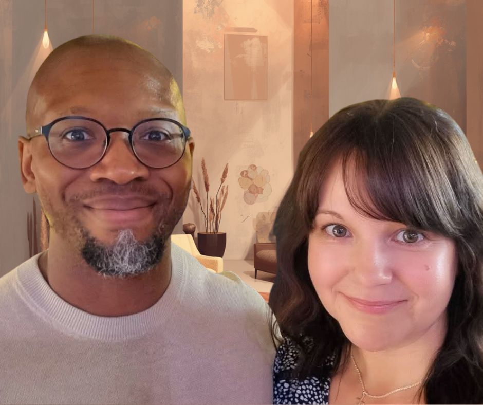 Man and women smiling at Beacon church meetup