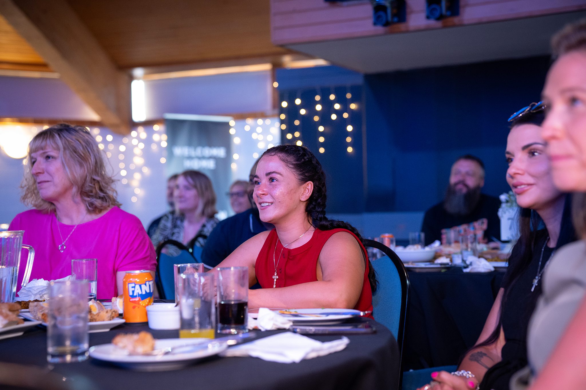 “People enjoying a church community meal and event in Bury St Edmunds, Suffolk”